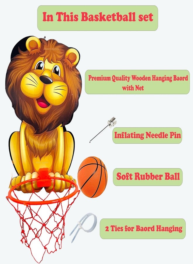 Fancy Agents Basket Ball for Kids for Boys/Girls| Lion Design Basketball| Basketball Portable Set with Hanging Board, Ring Net for Indoor and Outdoor Games| Birthday & Return Gift Set Standard - Image 3